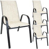 Tuinstoelen - set van 4 - beige - 90 x 54 x 69 cm - stapelbaar