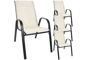 Tuinstoelen - set van 4 - beige - 90 x 54 x 69 cm - stapelbaar