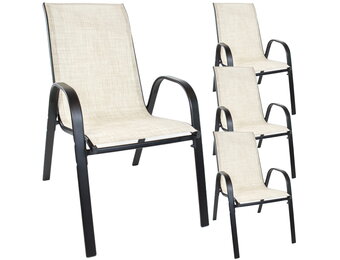 Tuinstoelen - set van 4 - beige - 90 x 54 x 69 cm - stapelbaar