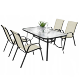 Tuinstoelen - set van 4 - beige - 90 x 54 x 69 cm - stapelbaar