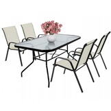 Tuinset 4 personen - glazen tafel - beige stoelen - weerbestendig