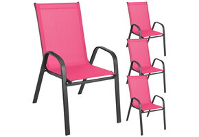 Roze tuinstoel - 4 stuks - metaal - weerbestendig