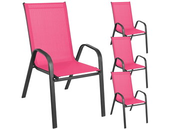 Roze tuinstoel - 4 stuks - metaal - weerbestendig
