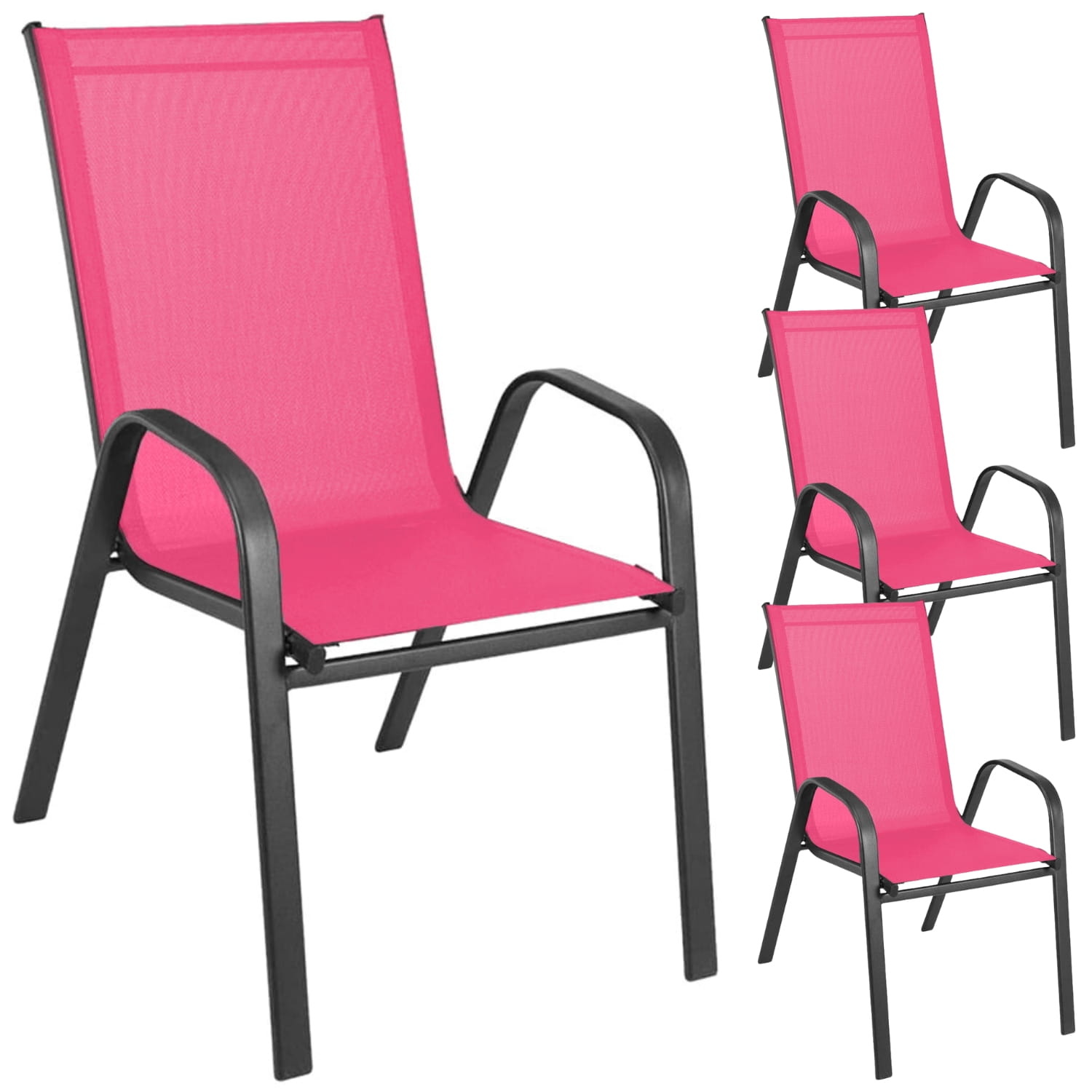 Roze tuinstoel - 4 stuks - metaal - weerbestendig