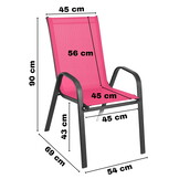 Roze tuinstoel - 4 stuks - metaal - weerbestendig