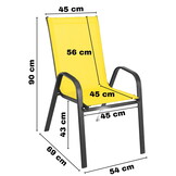 Kunststof tuinstoel - geel - 90x54x69 cm - stapelbaar
