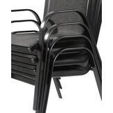 Tuinset 4 personen - glazen tafel - zwart metaal - weerbestendig