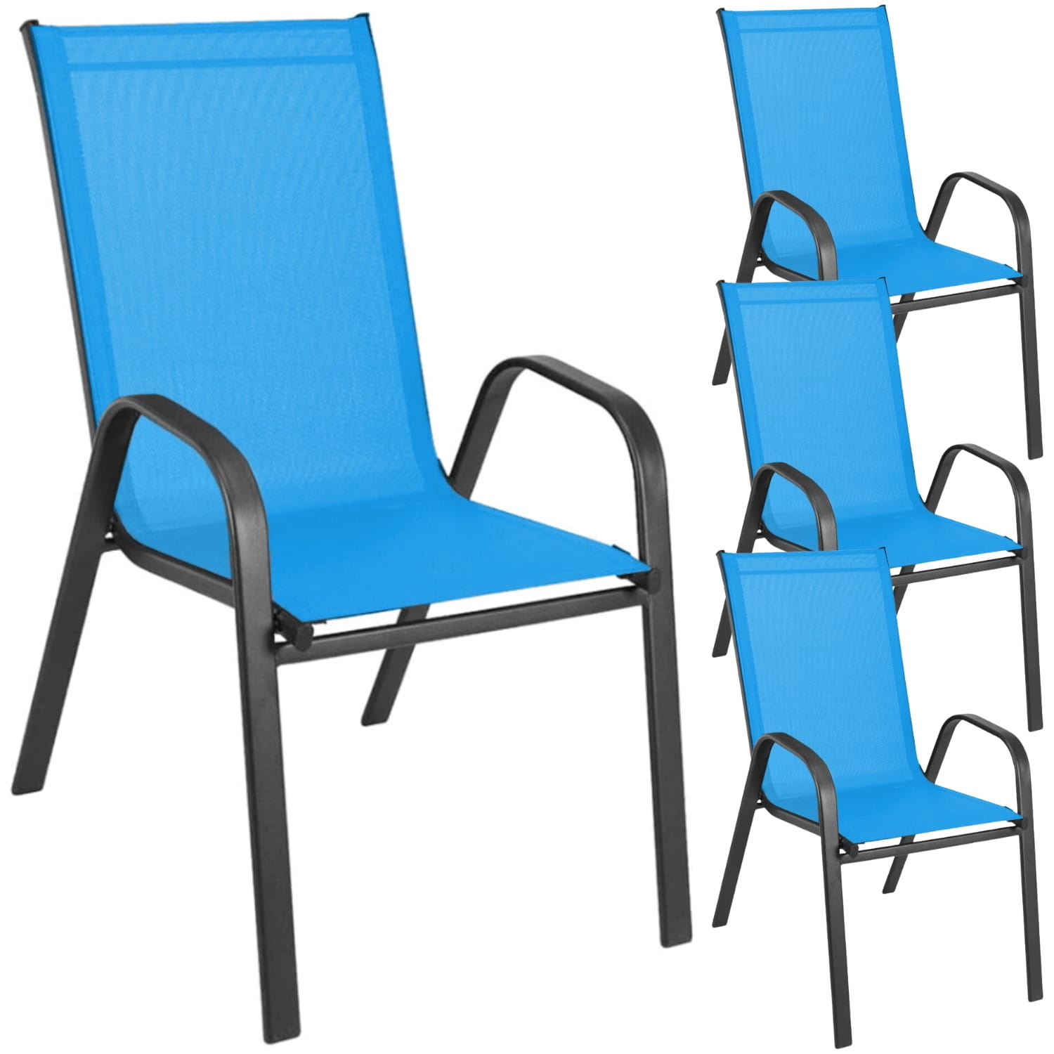 Metalen tuinstoel - turquoise - modern - hoge rugleuning