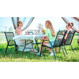 Tuinset 6 personen - glazen tafel - zwarte stoelen - 140x80 cm tafel