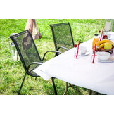 Tuinset 6 personen - glazen tafel - zwarte stoelen - 140x80 cm tafel