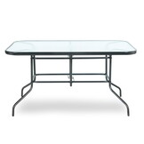 Tuinset 6 personen - glazen tafel - zwarte stoelen - 140x80 cm tafel