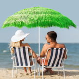 Strand parasol - UV-bescherming - opvouwbaar - inclusief anker