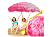 Strand parasol - roze - 180 cm hoog - Hawaiiaans patroon