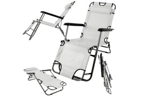 Strandstoel opvouwbaar - grijs - 85 x 60 cm - tot 120 kg