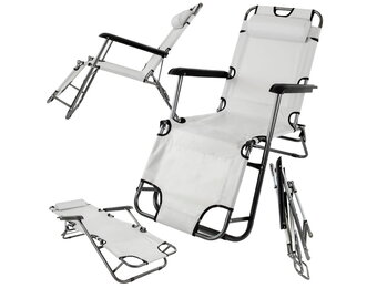 Strandstoel opvouwbaar - grijs - 85 x 60 cm - tot 120 kg