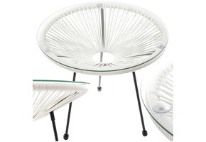 Bijzettafel buiten - crèmekleurig - technorattan - 50cm diameter