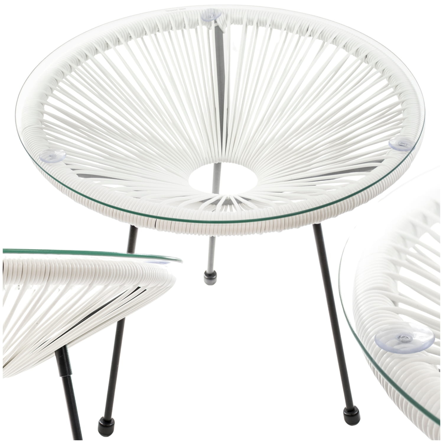 Bijzettafel buiten - crèmekleurig - technorattan - 50cm diameter