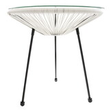 Bijzettafel buiten - crèmekleurig - technorattan - 50cm diameter