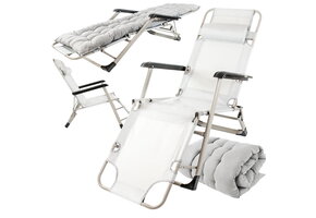 Ligbed tuin - grijs - 176x60x30 cm - weerbestendig