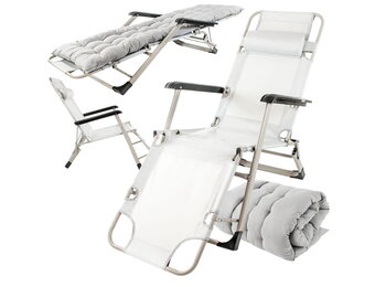 Ligbed tuin - grijs - 176x60x30 cm - weerbestendig
