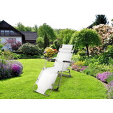 Ligbed tuin - grijs - 176x60x30 cm - weerbestendig