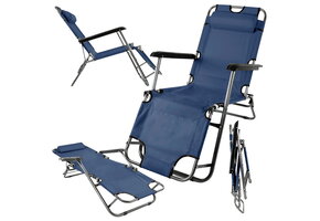 Campingstoel opvouwbaar - 2-in-1 - denim - anti-corrosie coating