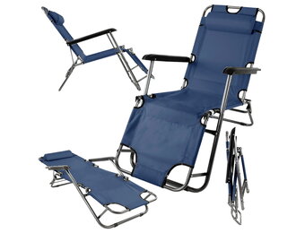 Campingstoel opvouwbaar - 2-in-1 - denim - anti-corrosie coating