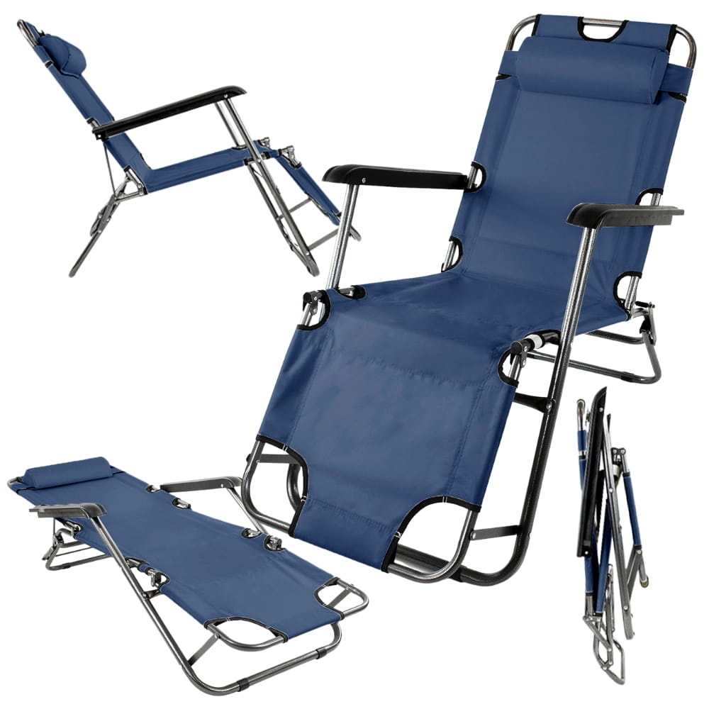 Campingstoel opvouwbaar - 2-in-1 - denim - anti-corrosie coating