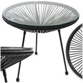 Tuintafeltje - zwart - technorattan - 50 x 49 cm