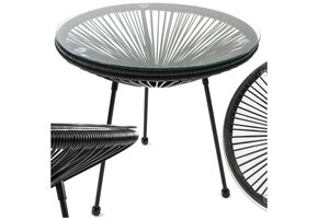 Tuintafeltje - zwart - technorattan - 50 x 49 cm