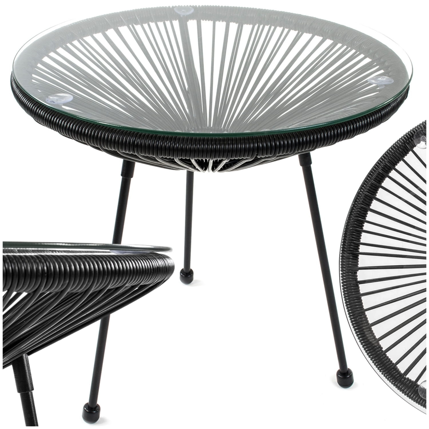 Tuintafeltje - zwart - technorattan - 50 x 49 cm