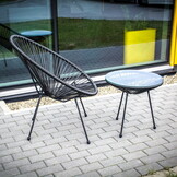 Tuintafeltje - zwart - technorattan - 50 x 49 cm