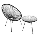 Tuintafeltje - zwart - technorattan - 50 x 49 cm