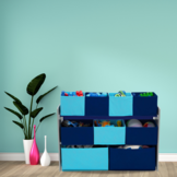 Opbergen speelgoed - 9 containers - wit/blauw - 82.5 x 60 x 29.5 cm