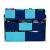 Opbergen speelgoed - 9 containers - wit/blauw - 82.5 x 60 x 29.5 cm