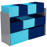 Opbergen speelgoed - 9 containers - wit/blauw - 82.5 x 60 x 29.5 cm