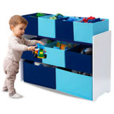 Opbergen speelgoed - 9 containers - wit/blauw - 82.5 x 60 x 29.5 cm
