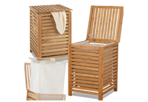Wasmand bamboe - 50L - 38 x 38 x 57 cm - uitneembare tas