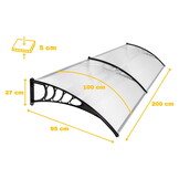Deurluifel - 200x100x27 cm - polycarbonaat - inclusief montageset