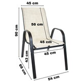 Metalen tuinstoel - beige - 90 x 54 x 69 cm - weerbestendig