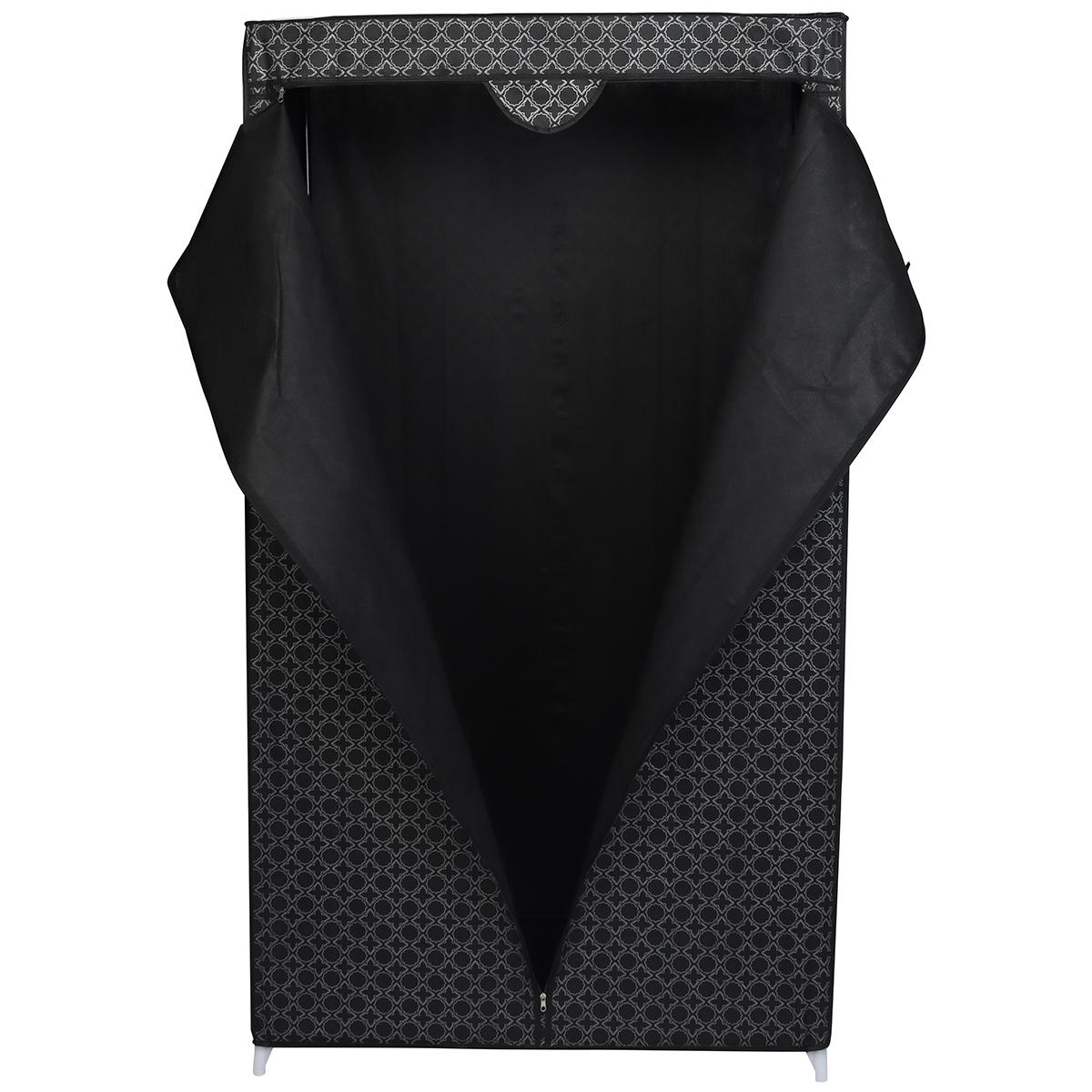 Kledingkast zwart - 88x50x160 cm - ornament patroon - 3 eenrichtingsritsen