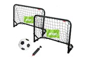 Voetbaldoeltjes - zwart - 60 x 24 x 45 cm - inclusief bal en pomp