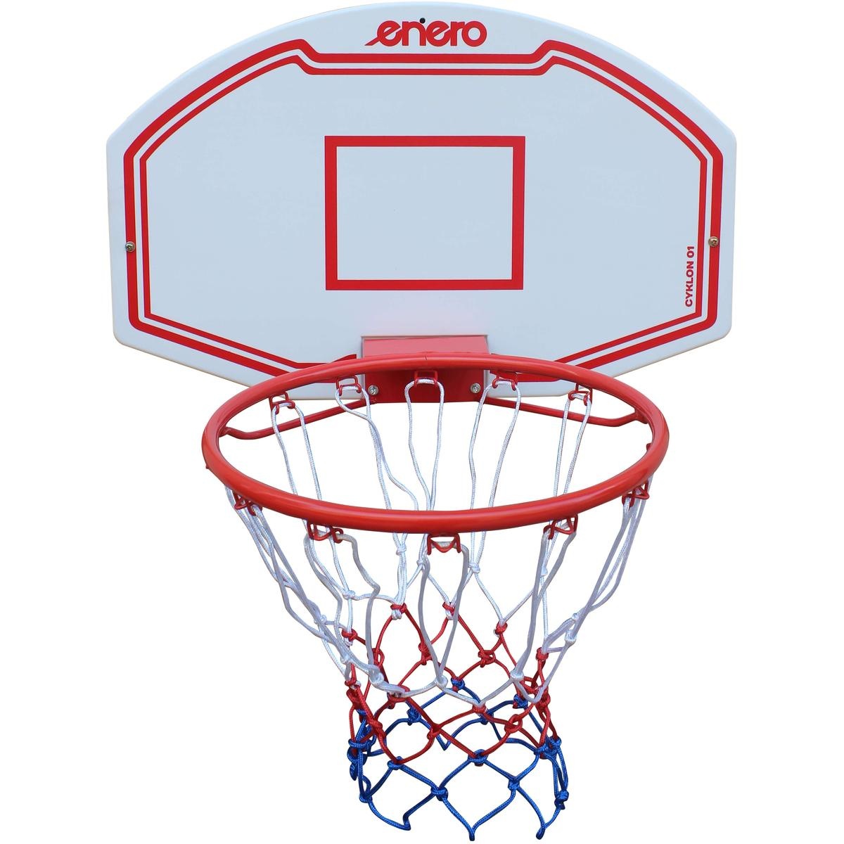 Basketbalbord - 71 x 45 cm - wit en rood - inclusief net