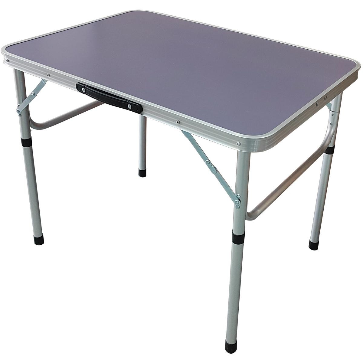 Inklapbare campingtafel - donkergrijs - 75x55x5 cm - aluminium