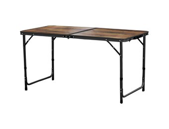 Inklapbare campingtafel - 120x60 cm - verstelbare hoogte - bruin/zwart