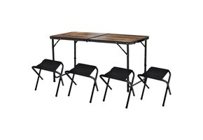 Inklapbare campingtafel - 4 stoelen - 3 hoogtes - kofferformaat
