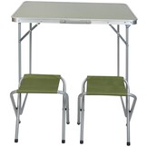 Inklapbare campingtafel - groen - 80x60x70 cm - incl. 2 stoelen