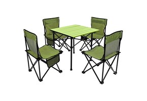 Campingset - 4 stoelen - inklapbaar - groen