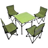 Campingset - 4 stoelen - inklapbaar - groen
