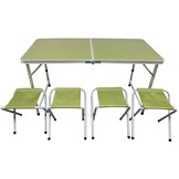 Inklapbare campingtafel - 4 stoelen - groen - 120x60x60 cm